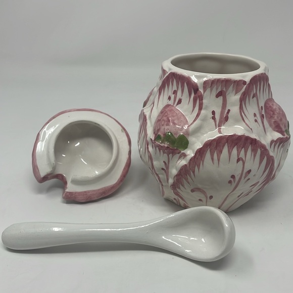 NEUWIRTH Vintage Portugal Strawberry Bloosom Jam/Jelly Jar with Spoon - Picture 3 of 5